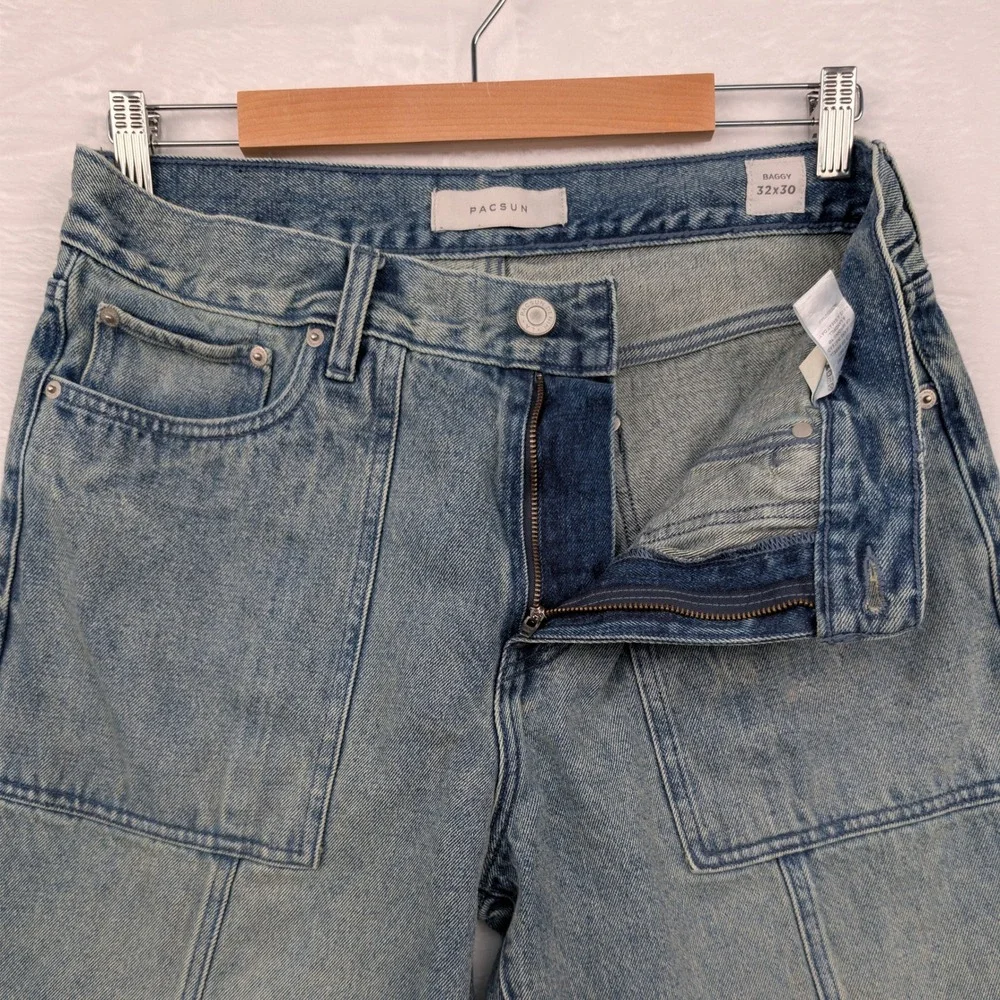 PacSun Jeans Men's 34x29 Blue‎ Baggy Wide Leg Skater Streetwear 90s Retro Denim